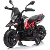 Vrooomy Aprilia Dorsoduro 900 kinder motorfiets 6V (1–3 jaar) – Officieel gelicentieerd, met stabilisatorwielen, LED-koplampen en geluid – Kinder motorfiets – Rood