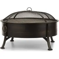 Blumfeldt 2-in-1 Vuurschaal - Vuurschaal voor Tuin met RVS Grillrooster, Vuurschalen FireView Concept, Vonkenscherm, Draagringen, Pook & Grillrooster, Stijl: Catania, Zwart