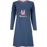 Irresistible Dames Nachthemd - V Hals - Katoen - Blauw - Maat S