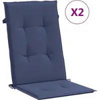 vidaXL Stoelkussens 2 st hoge rug stof marineblauw