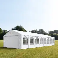 TOOLPORT Partytent 6x20 m - 2,6m doorloop, PVC 1400, met Grondframe, wit