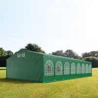TOOLPORT Partytent 6x24 m - 2,6m doorloop, PVC 1400, met Grondframe, donkergroen