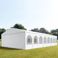 TOOLPORT Partytent 8x36 m - 2,6m doorloop, PVC 1400, met Grondframe, wit