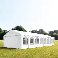 TOOLPORT Partytent 6x24 m - 2,6m doorloop, PVC 800, met Grondframe, wit