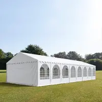 TOOLPORT Partytent 6x18 m - 2,6m doorloop, PVC 1400, met Grondframe, wit