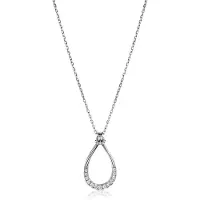 Zinzi zilveren ketting 40-45cm met stijlvolle open druppelvormige hanger 31mm ZIC2555