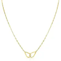 Zinzi gold plated zilveren ketting met paperclip-schakels, waarbij in het midden twee druppelvormen mooi met elkaar verbonden zijn 42-45cm ZIC2634