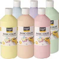 Creall Plakkaatverf - Pastel - Set met 6 pastelkleuren schoolverf - 6 flessen van 500ML - Gemaakt in Nederland - Professionele kwaliteit - Glutenvrij