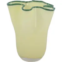 Artpol Vaas Ruffles - Geel - 19.5x19.5x22cm - Glas - Scandinavisch - Bloemenvaas - Woondecoratie - Decoratieve vaas voor woonkamer of slaapkamer