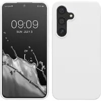 Kwmobile telefoonhoesje geschikt voor Samsung Galaxy S24 - Hoesje met siliconen coating - Smartphone case in mat wit