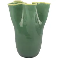 Artpol Vaas Ruffles - Groen - Ø23cm - Glas - Scandinavisch - Bloemenvaas - Woondecoratie - Decoratieve vaas voor woonkamer of slaapkamer
