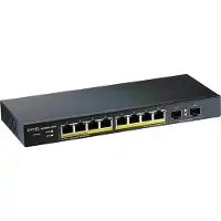 Zyxel GS1900-10HP V2 Smart Managed Switch 8x Gigabit Ethernet (8x PoE+ max. 77 Watt), 2x SFP, Laag 2, Desktop, Zonder ventilator
