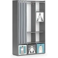 Vicco Luigi Kinderkledingkast – 105.8 x 178.1 cm Met vouwboxen (grijs) Grijs