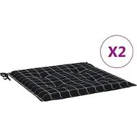 vidaXL Tuinstoelkussens 2 st ruitpatroon 40x40x3 cm stof zwart