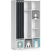 Vicco Luigi Kinderkledingkast – 105.8 x 178.1 cm Met vouwboxen (grijs) Wit