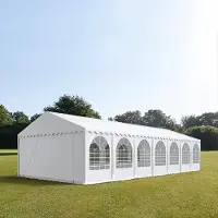 TOOLPORT Partytent 6x14 m - 2,6m doorloop, PVC 1400, met Grondframe, wit