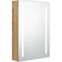 vidaXL Badkamerkast met spiegel en LED 50x13x70 cm eikenkleurig