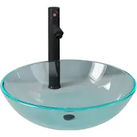 vidaXL Wastafel met kraan en pop-up afvoer gehard glas transparant