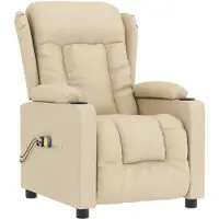 vidaXL Massagestoel elektrisch stof crèmekleurig