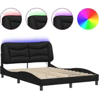 vidaXL Bedframe met LED zonder matras "Hvar" zwart 140x190 cm