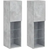 vidaXL Tv-meubels met LED-verlichting 2 st 30,5x30x102 cm betongrijs