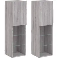 vidaXL Tv-meubels met LED-verlichting 2 st 30,5x30x102 cm grijs sonoma