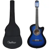 vidaXL Ensemble de guitare découpée classique 12 pcs 6 cordes Bleu 38 70135
