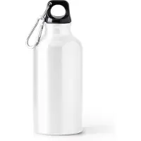 Stamina Witte Design Waterfles/drinkfles/sportfles - aluminium - 400 ml - schroefdop