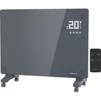Auronic Elektrische Kachel – Convectorkachel met Thermostaat en Afstandsbediening - Glazen Paneelverwarming - 1500W Heater - Grijs