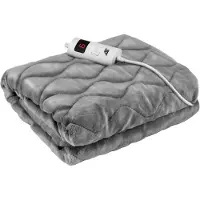 Malatec Elektrische Deken - Iso trade - Elektrische bovendeken - Warmte Deken - 2 Persoons - Timer - Grijs - 180x130cm