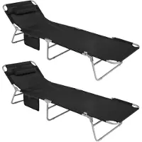 SoBuy Ligbed Set Van 2 - Opvouwbaar - Zwart - 195x29x62cm
