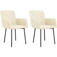 vidaXL Eetkamerstoelen 2 st fluweel crèmekleurig