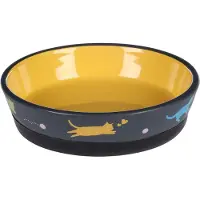 Flamingo Keramische Voer/Waterbak Rani Geel - Kattenvoerbak - Ø14.5x3.5 cm
