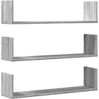 vidaXL Wandschappen 3 st 80x18x18 cm bewerkt hout grijs sonoma eiken
