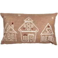 Clayre & Eef Kussenhoes 30x50 cm Bruin Polyester Gingerbread house Sierkussenhoes Bruin Sierkussenhoes