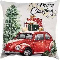 Clayre & Eef Kussenhoes 45x45 cm Beige Polyester Kerstboom Sierkussenhoes Beige Sierkussenhoes