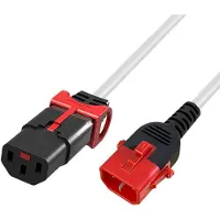 ACT AK5509 Netsnoer C13 / C14 Dual IEC LOCK | Wit | 2 meter