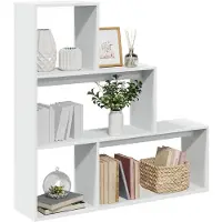 vidaXL Kamerscherm / boekenkast 3-laags 123x29x123 cm bewerkt hout wit