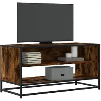 vidaXL Tv-meubel 91x40x46 cm bewerkt hout metaal gerookt eikenkleurig