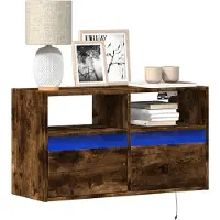 vidaXL Tv-wandmeubel met LED-verlichting 80x31x45 cm gerookt eiken