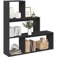 vidaXL Kamerscherm / boekenkast 3-laags 123x29x123 cm hout zwart