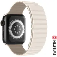 Swissten Siliconen bandje voor Apple Watch - Magnetisch 42/44/45/49 mm Wit/Cappuccino (Silicone, 3, 4, Apple Watch Series 1, Ultra), Horlogebandjes, Wit