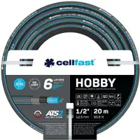 Cellfast Tuinslang voor water, 6-laags met omvlechting, 1/2 inch, 20 meter, stevig, HOBBY ATS2,