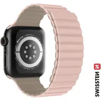 Swissten Siliconen bandje voor Apple Watch - Magnetisch 42/44/45/49 mm Roze/Cappuccino (Silicone, 3, 4, Apple Watch Series 1, Ultra), Horlogebandjes, Roze