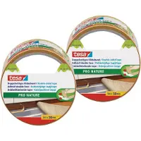 TESA dubbelzijdig tapijttape - 2x stuks - rol 5 meter - Pro Nature - Duurzaam klusmateriaal - Huishoudartikelen - Tapijttape - Dubbelzijdig tape