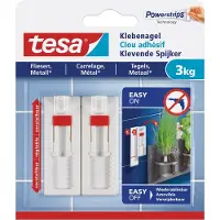 TESA klevende spijker - 6x - wit - verstelbaar - 3 kg - tegels/metaal