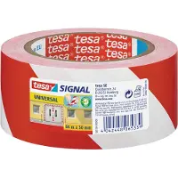 TESA 4x afzettape-markeertape - rood-wit - 5 cm - 66 meter - afzettape/markeertape