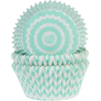 House of Marie Cupcake Vormpjes - Chevron Mint - pk/50 - Baking Cups voor Muffins en Cupcakes