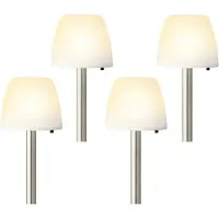Lumineo Set van 4x stuks solar tuinlamp/prikspot schemerlamp op zonne-energie - 28 cm - prikspots tuinverlichting