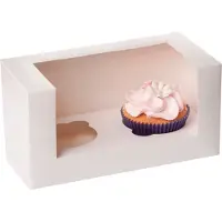 House of Marie Cupcake Doos 2 Wit - 18,5 x 9,5 x 8,8 cm - pk/3